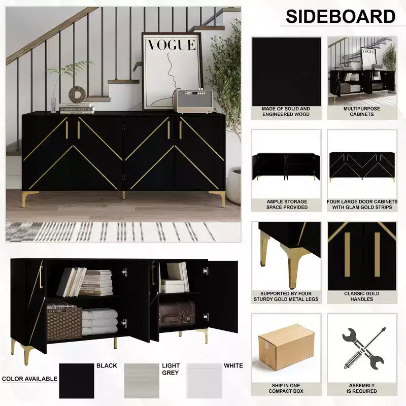 Buffet moderne avec des accents dorés