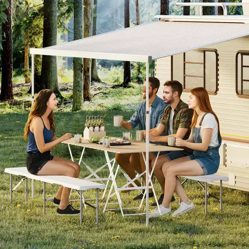 Banc pliant en PEHD de 1,8 m, siège portable pour camping/repas avec cadre en métal, pour activités de divertissement polyvalentes de jardin, soccer, intérieur/extérieur, paquet de 2