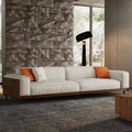 Luck Live Mid-Century Modern Fabric Sofa with Solid Wood Frame, Breathable Cotton-Linen Upholstery, High-Density Foam Cushions, Metal Legs