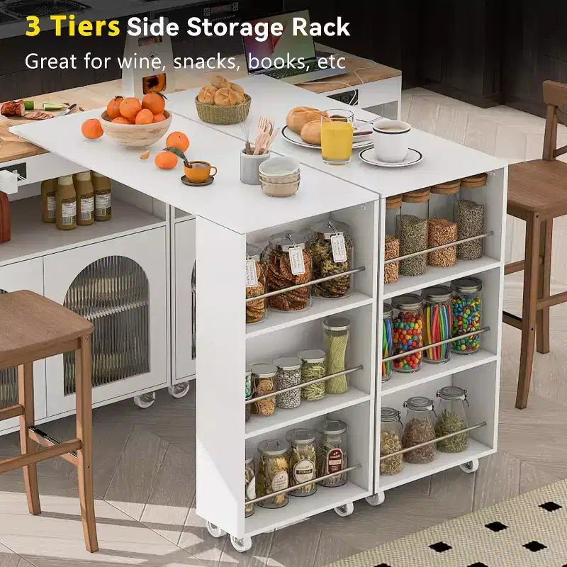 Dessertes de cuisine roulantes avec roues, prise de courant, lumière LED, porte-épices, porte en verre cannelé, rangement mobile style ferme pour salle à manger
