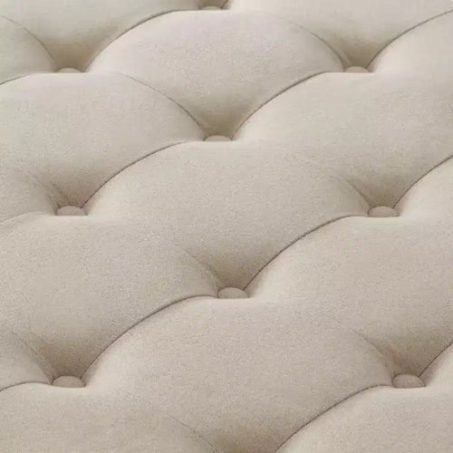 Pouffe de rangement surdimensionné de 76 cm, design capitonné, repose-pieds en lin doux pour salon, garnitures cloutées, capacité de 136 kg