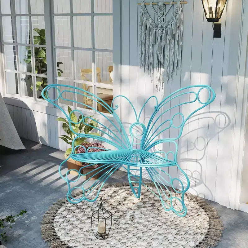 Banc papillon en fer robuste pour 50 espaces extérieurs : porche, pelouse, jardin et cour.