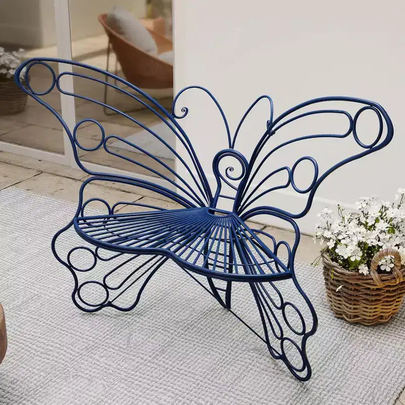 Banc papillon en fer robuste pour 50 espaces extérieurs : porche, pelouse, jardin et cour.