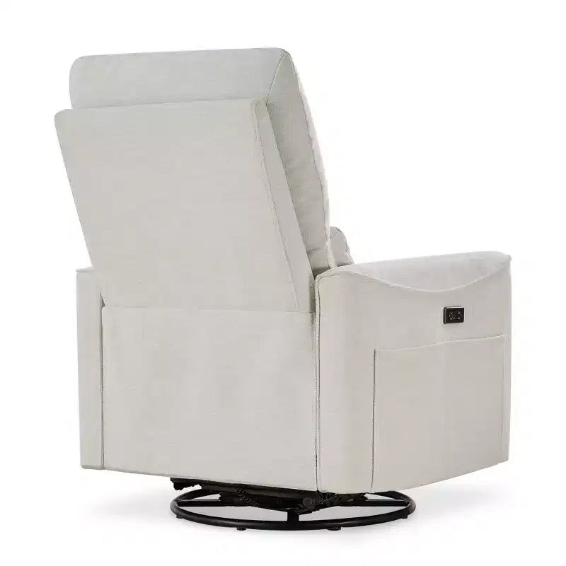 Fauteuil inclinable, pivotant et berçant électrique, planeur en tissu avec support lombaire, ports USB/Type-C, petit canapé inclinable pour chambre de bébé et salon