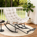 Rocking Chair - Oversized Outdoor Rocking Chairs with Footrest, Indoor Papasan Rocking Egg Chair for Bedroom, Living Room, Porch, Garden, Lawn