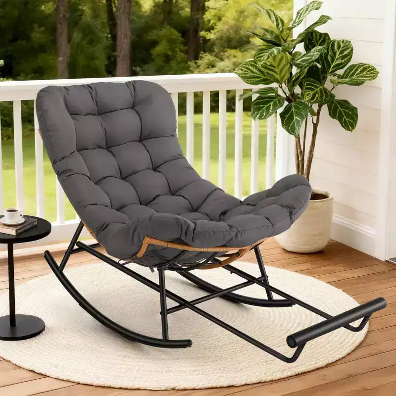 Fauteuil à bascule - Fauteuils à bascule d'extérieur surdimensionnés avec repose-pieds, Fauteuil à bascule œuf Papasan d'intérieur pour chambre à coucher, salon, véranda, jardin, pelouse