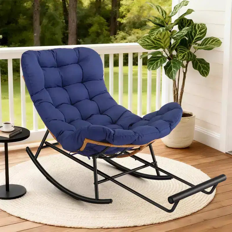 Fauteuil à bascule - Fauteuils à bascule d'extérieur surdimensionnés avec repose-pieds, Fauteuil à bascule œuf Papasan d'intérieur pour chambre à coucher, salon, véranda, jardin, pelouse