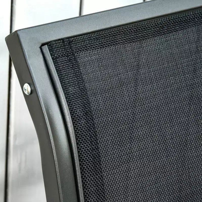 Chaise longue à bascule d'extérieur 2 places en métal avec tissu maillé respirant et accoudoirs incurvés
