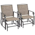 2-Piece Outdoor Glider Chair Set with Breathable Mesh Steel Frame Dark Brown