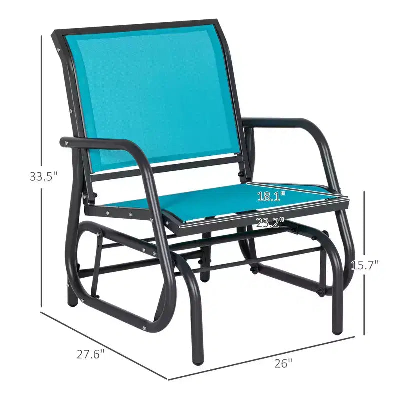 Ensemble de 2 chaises planeuses d'extérieur avec cadre en acier maillé respirant bleu
