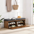 Banc à chaussures 49, Meuble de rangement pour chaussures d'entrée avec coussin rembourré et double portes pour entrée, couloir