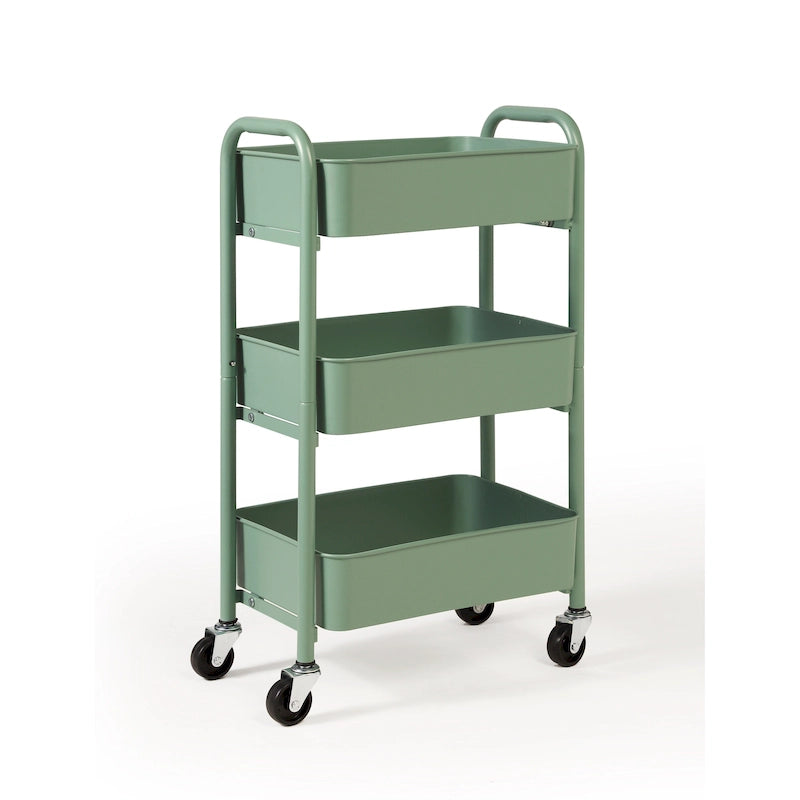 Organisateur de rangement compact en métal à roulettes à 3 niveaux