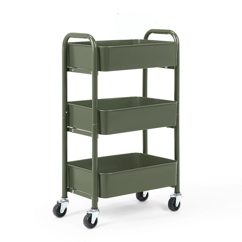 Organisateur de rangement compact en métal à roulettes à 3 niveaux