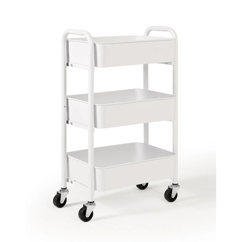Organisateur de rangement compact en métal à roulettes à 3 niveaux