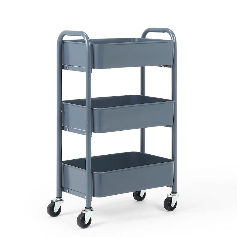 Organisateur de rangement compact en métal à roulettes à 3 niveaux