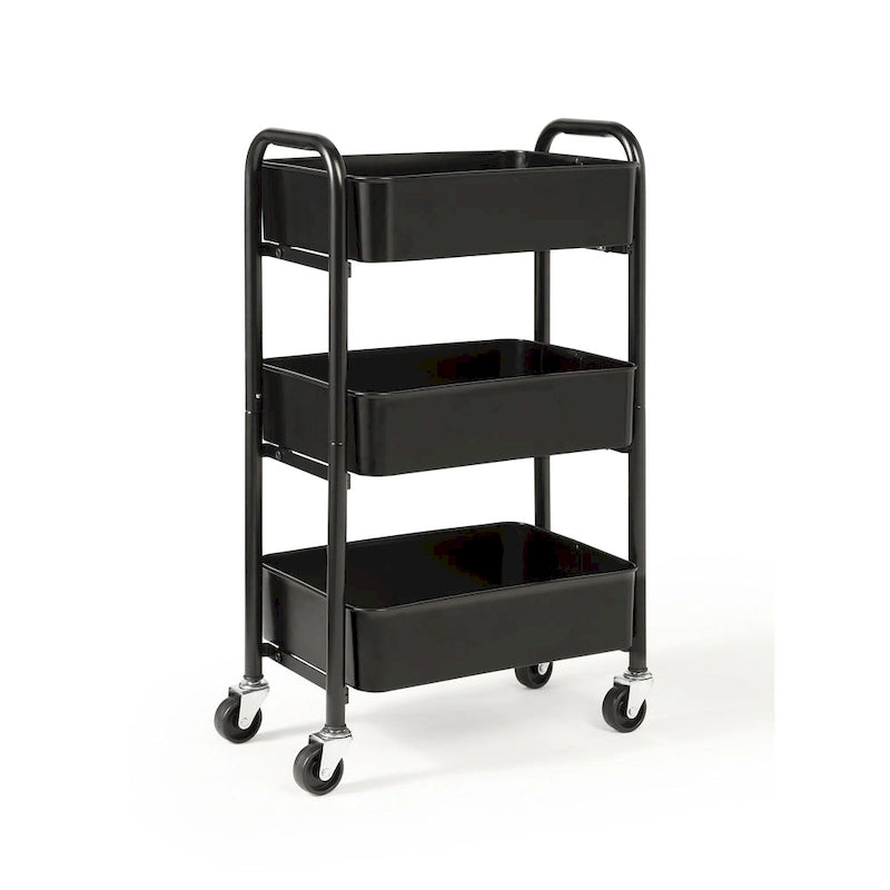 Organisateur de rangement compact en métal à roulettes à 3 niveaux