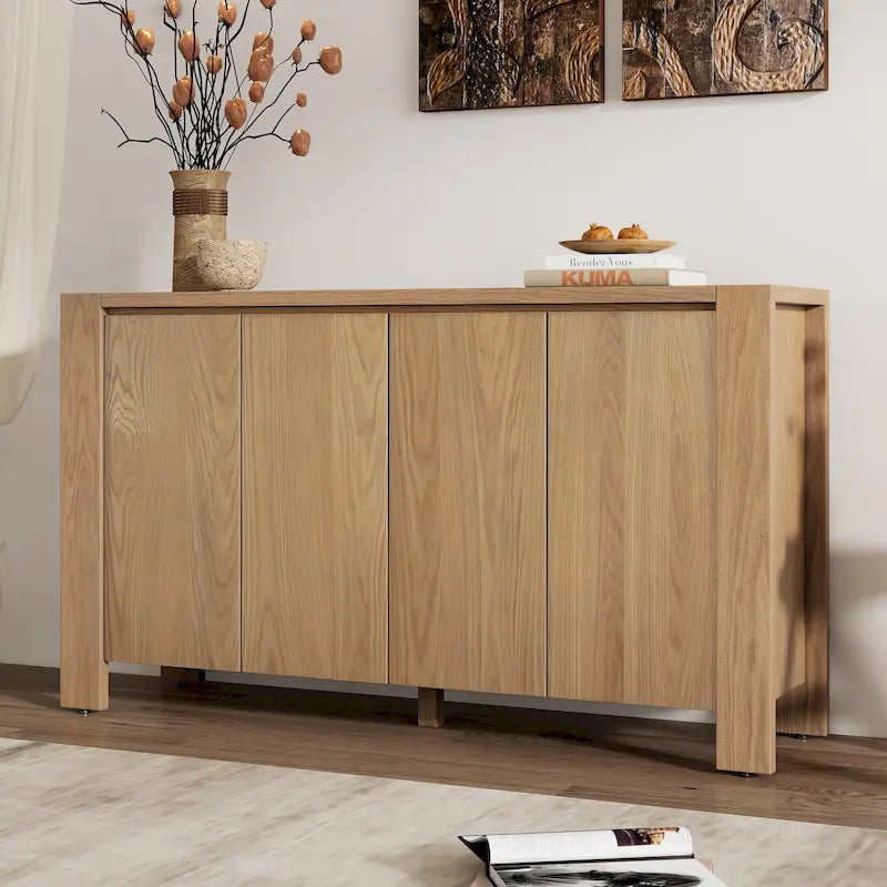 Bahut/Buffet de Rangement à 4 Portes avec Étagères Réglables et Finition Vieillie