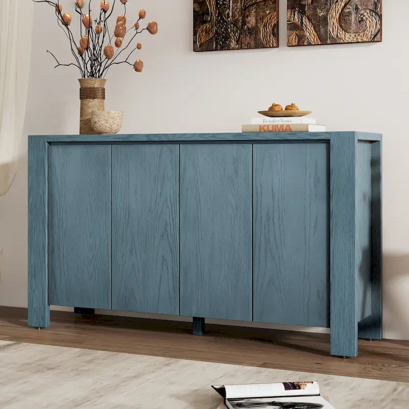 Bahut/Buffet de Rangement à 4 Portes avec Étagères Réglables et Finition Vieillie