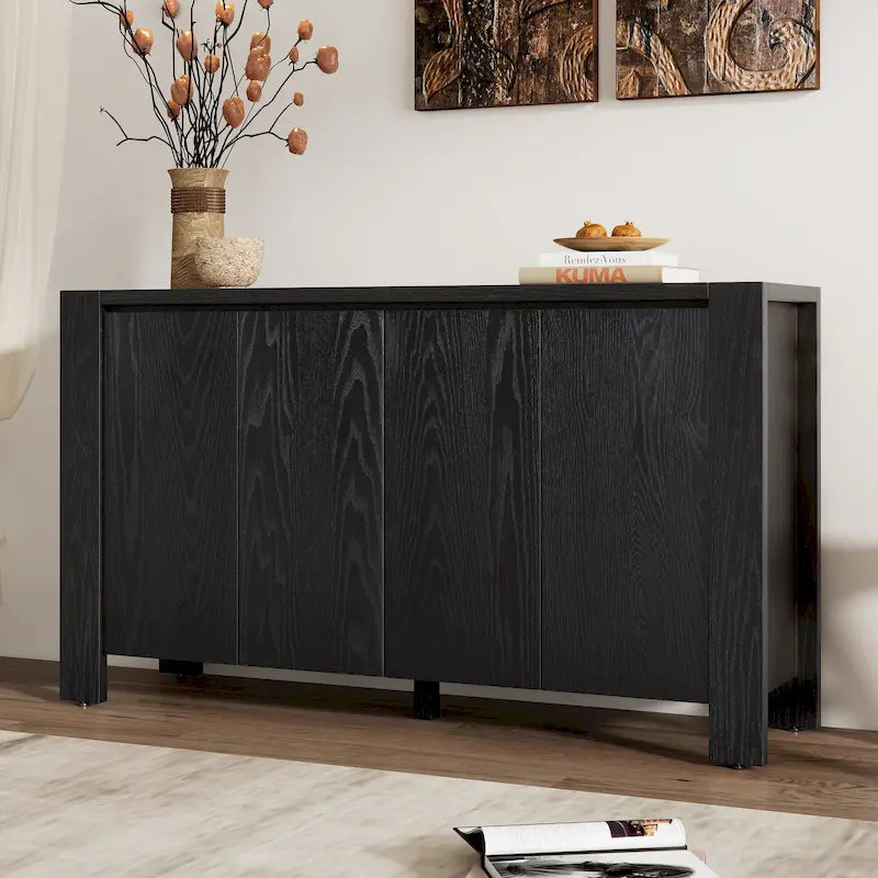 Bahut/Buffet de Rangement à 4 Portes avec Étagères Réglables et Finition Vieillie