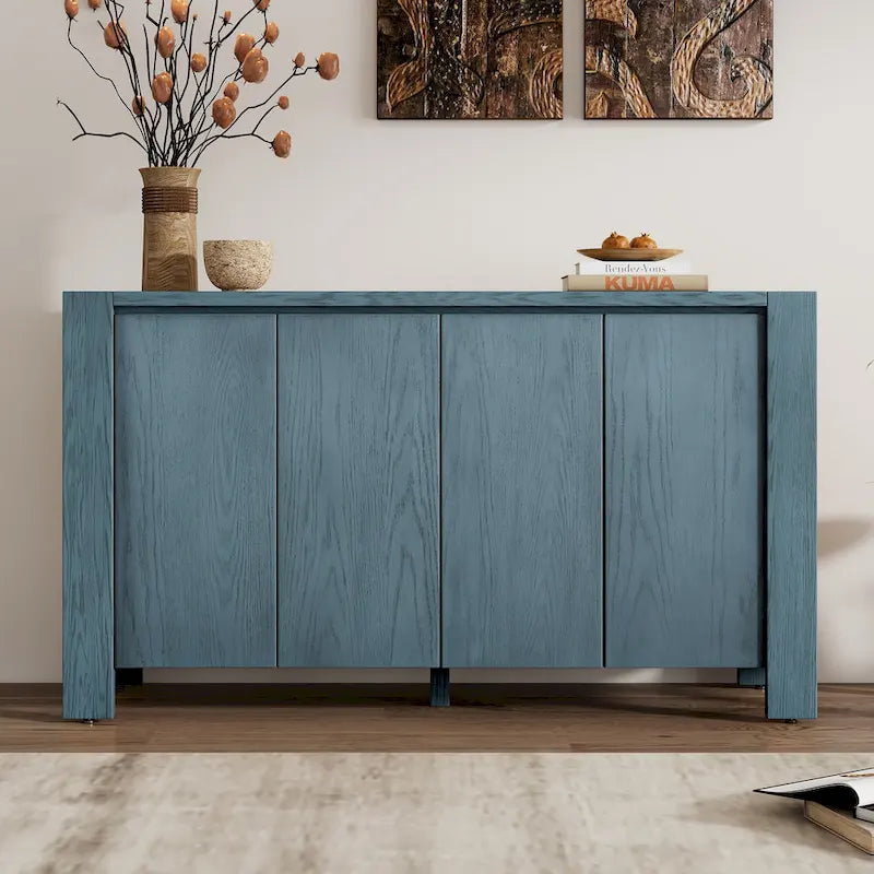 Bahut/Buffet de Rangement à 4 Portes avec Étagères Réglables et Finition Vieillie