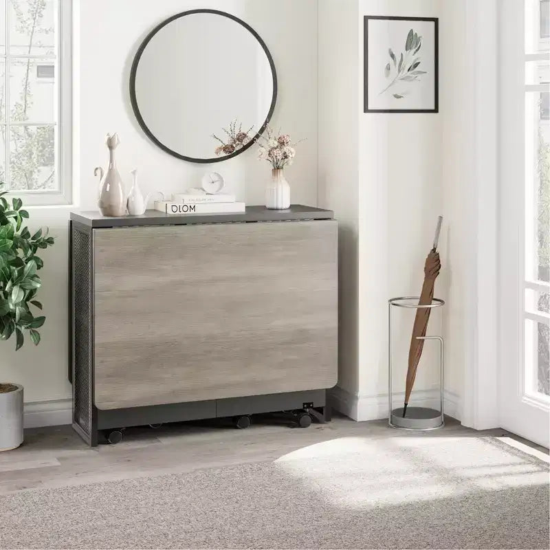 Table à manger pliante pour cuisine, table à manger peu encombrante, table de cuisine à rallonges avec 6 roulettes pour petits espaces