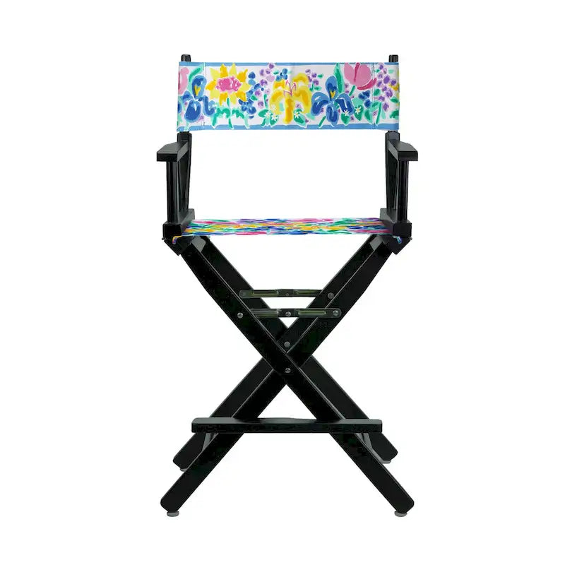 24 Chaises de réalisateur Cadre noir-Fleurs de jardin - 23L x 19P x 39.5H