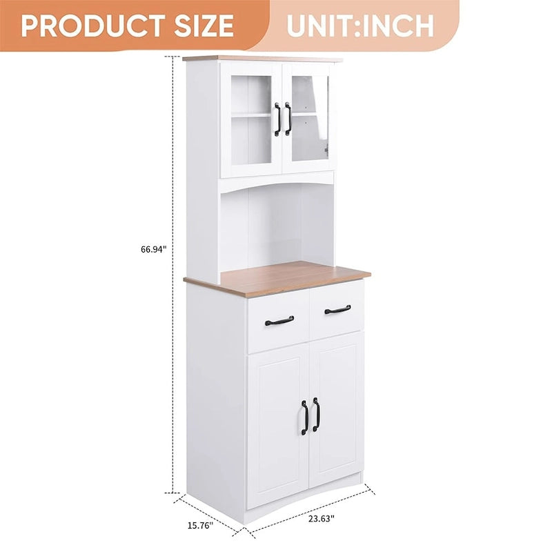 Garde-manger haut de 70 po, armoire de rangement avec comptoir - 23,62 long x 15,75 larg. x 66,9 haut.