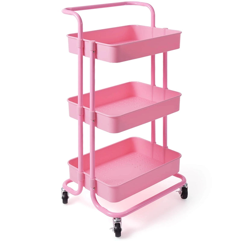 Chariot de rangement à roulettes à 3 niveaux avec roulettes