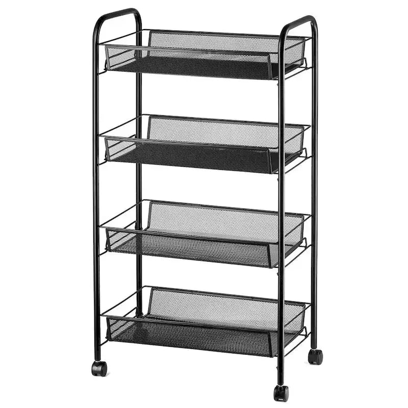 Étagère de rangement roulante en métal à 4 niveaux pour cuisine