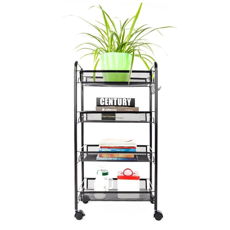 Étagère de rangement roulante en métal à 4 niveaux pour cuisine