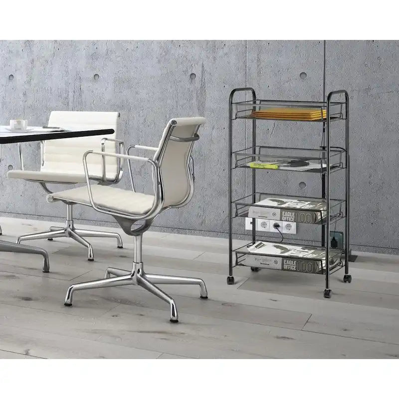 Étagère de rangement roulante en métal à 4 niveaux pour cuisine