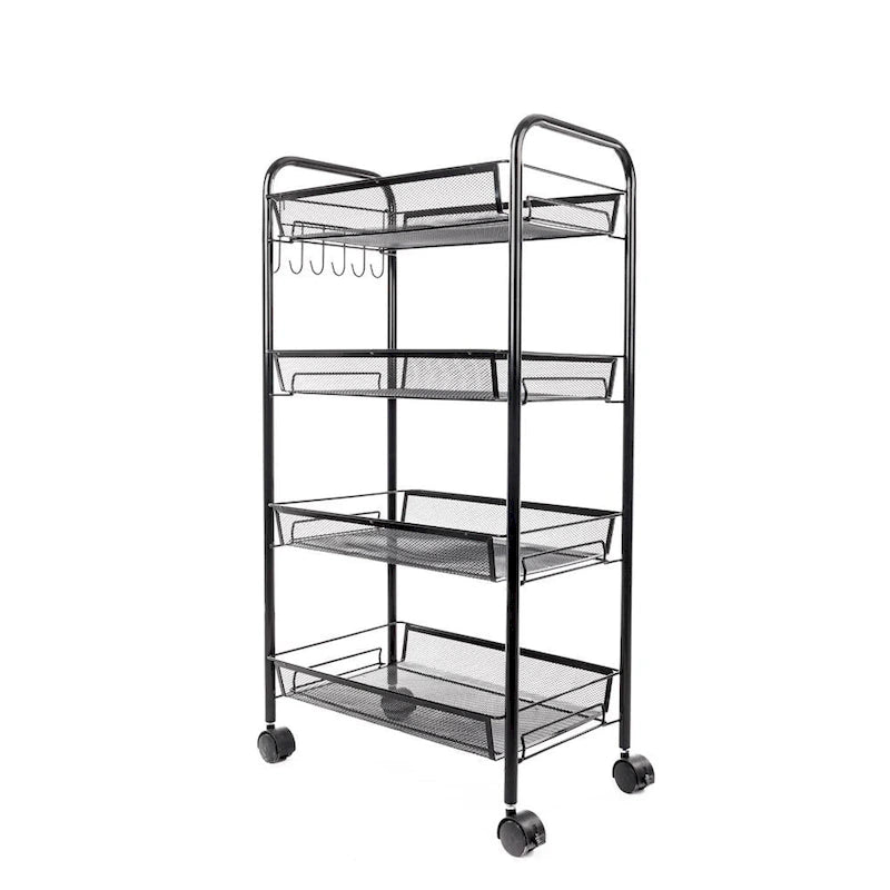 Étagère de rangement roulante en métal à 4 niveaux pour cuisine