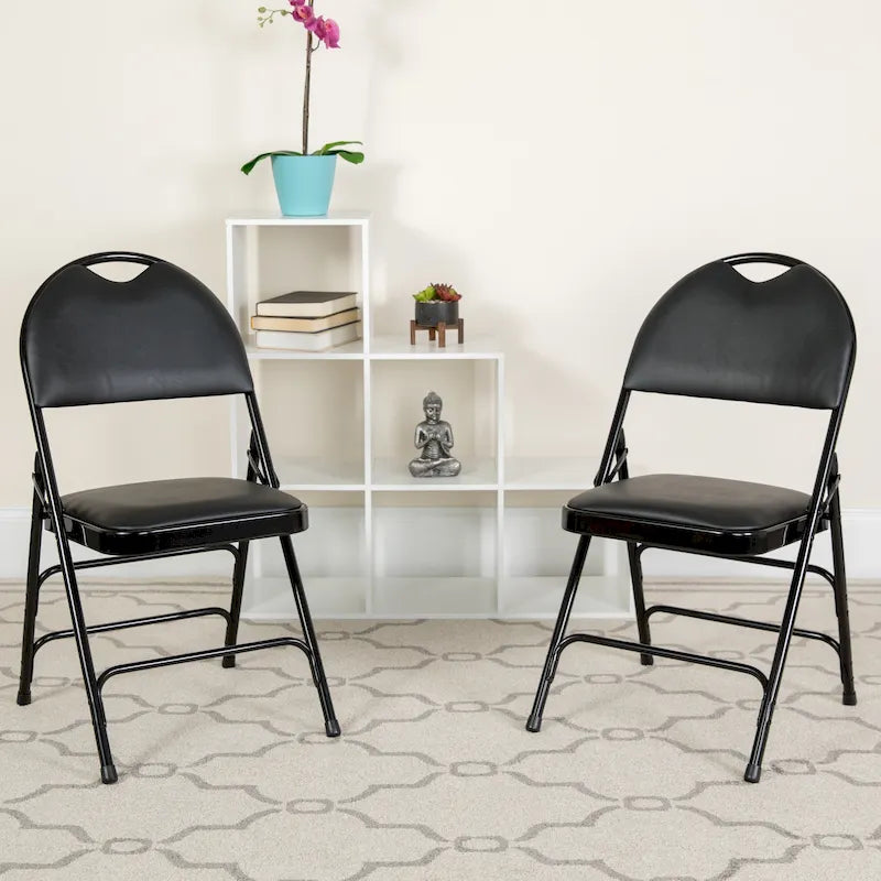 Lot de 2 chaises pliantes ultra-premium très grand format à triple renfort