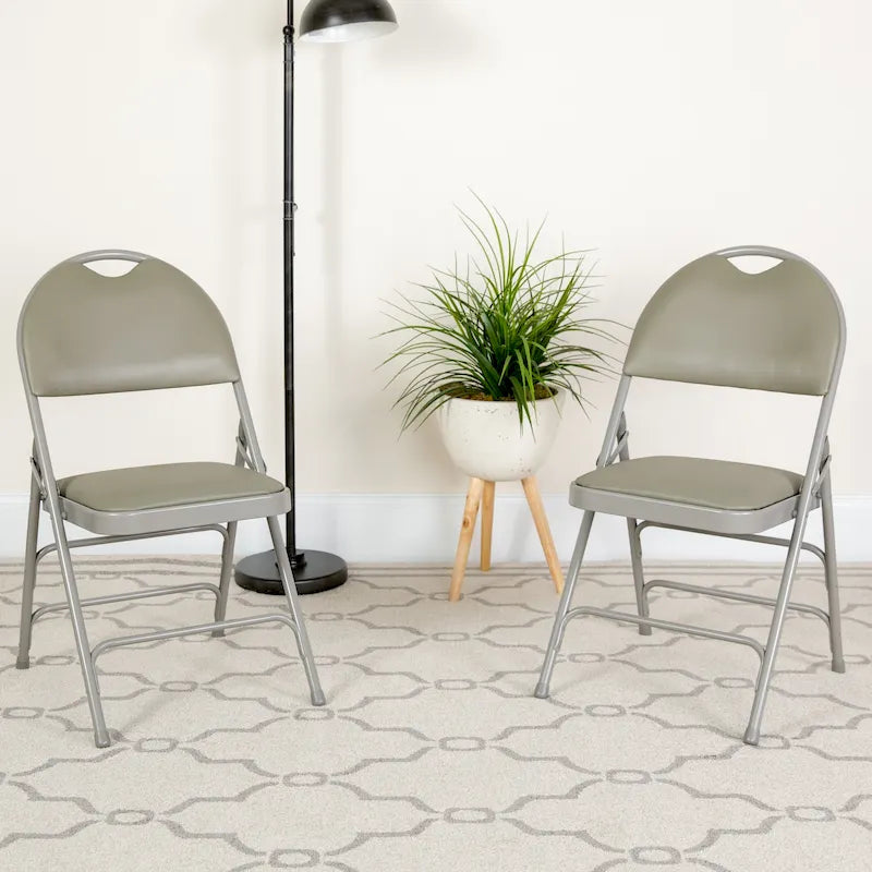 Lot de 2 chaises pliantes ultra-premium très grand format à triple renfort
