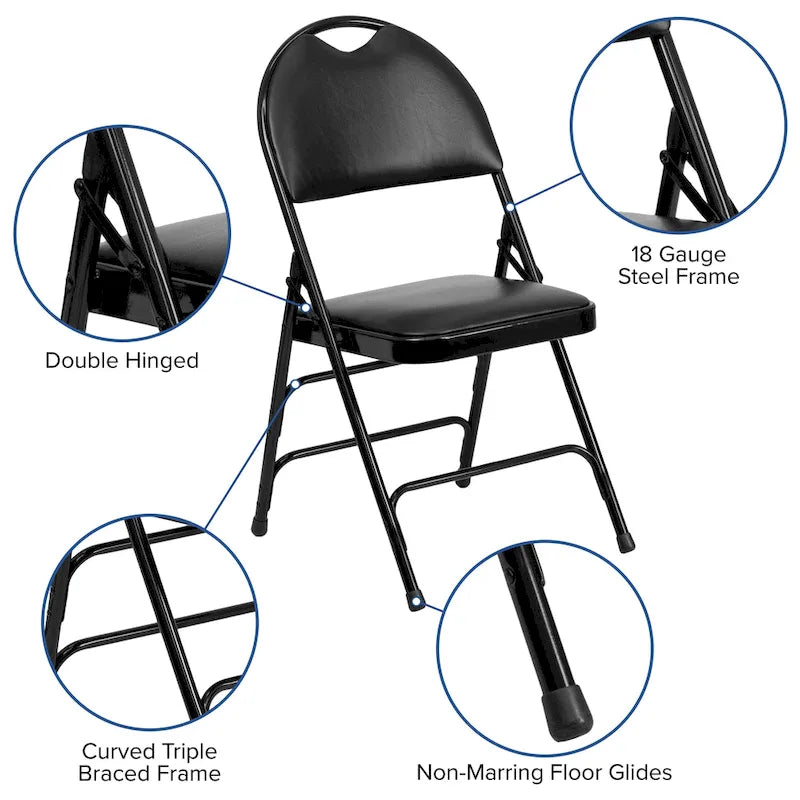Lot de 2 chaises pliantes ultra-premium très grand format à triple renfort