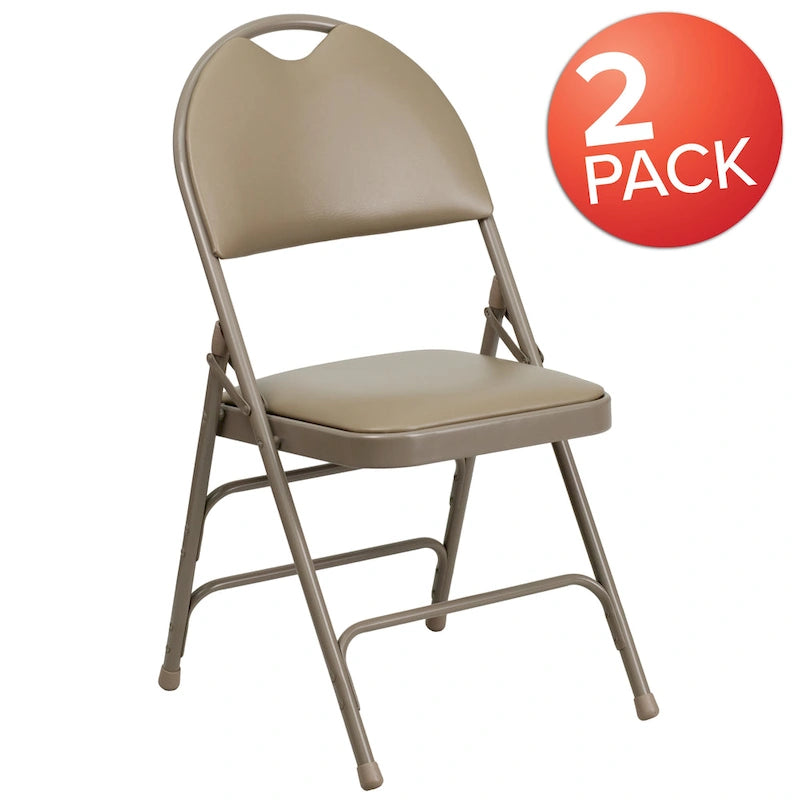 Lot de 2 chaises pliantes ultra-premium très grand format à triple renfort