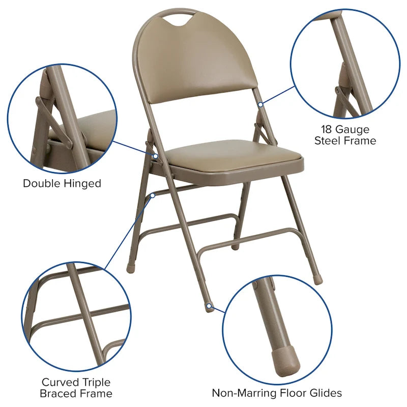 Lot de 2 chaises pliantes ultra-premium très grand format à triple renfort