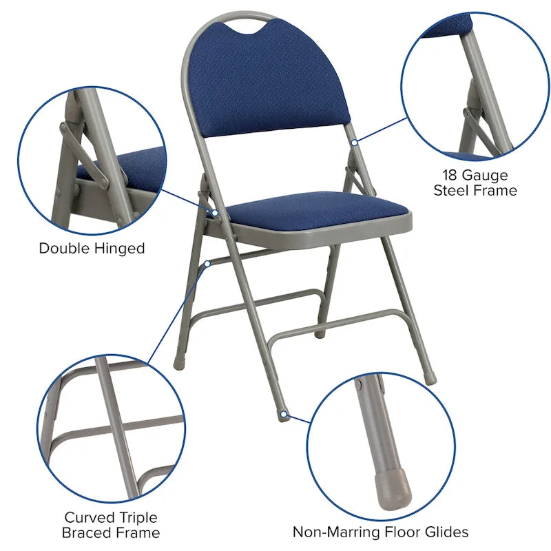 Lot de 2 chaises pliantes ultra-premium très grand format à triple renfort