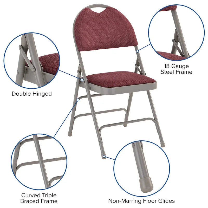 Lot de 2 chaises pliantes ultra-premium très grand format à triple renfort