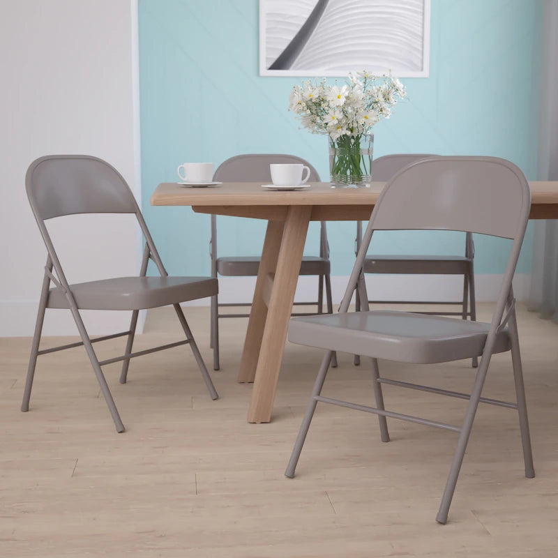Chaise pliante en métal à double renfort, lot de 4