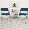 Lot de 2 chaises pliantes en métal, rembourrées en tissu, incurvées, à triple renfort et charnières