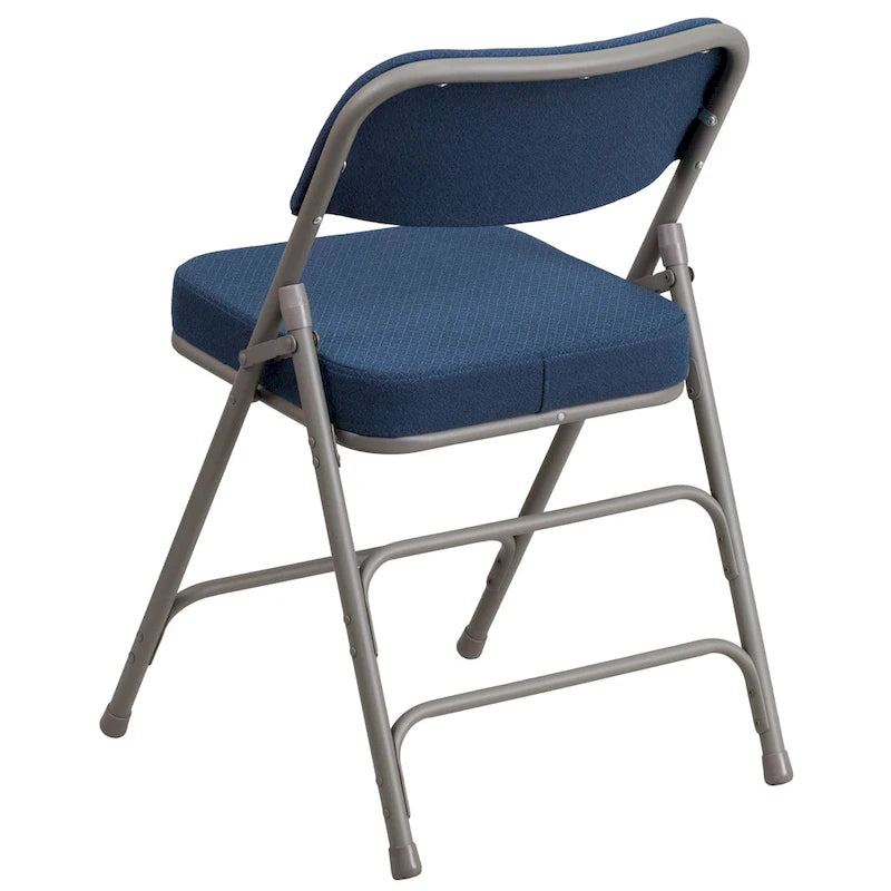 Lot de 2 chaises pliantes en métal, rembourrées en tissu, incurvées, à triple renfort et charnières