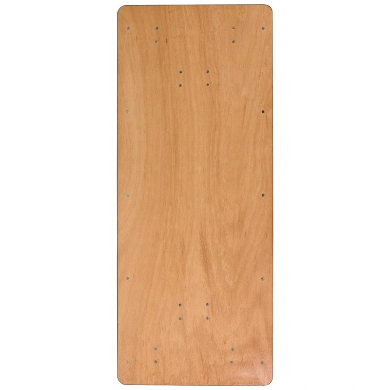 Table de banquet pliante rectangulaire en bois de 6 pieds avec plateau au fini laqué transparent - 72P x 30L x 30,25H