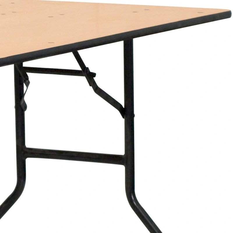 Table de banquet pliante rectangulaire en bois de 6 pieds avec plateau au fini laqué transparent - 72P x 30L x 30,25H