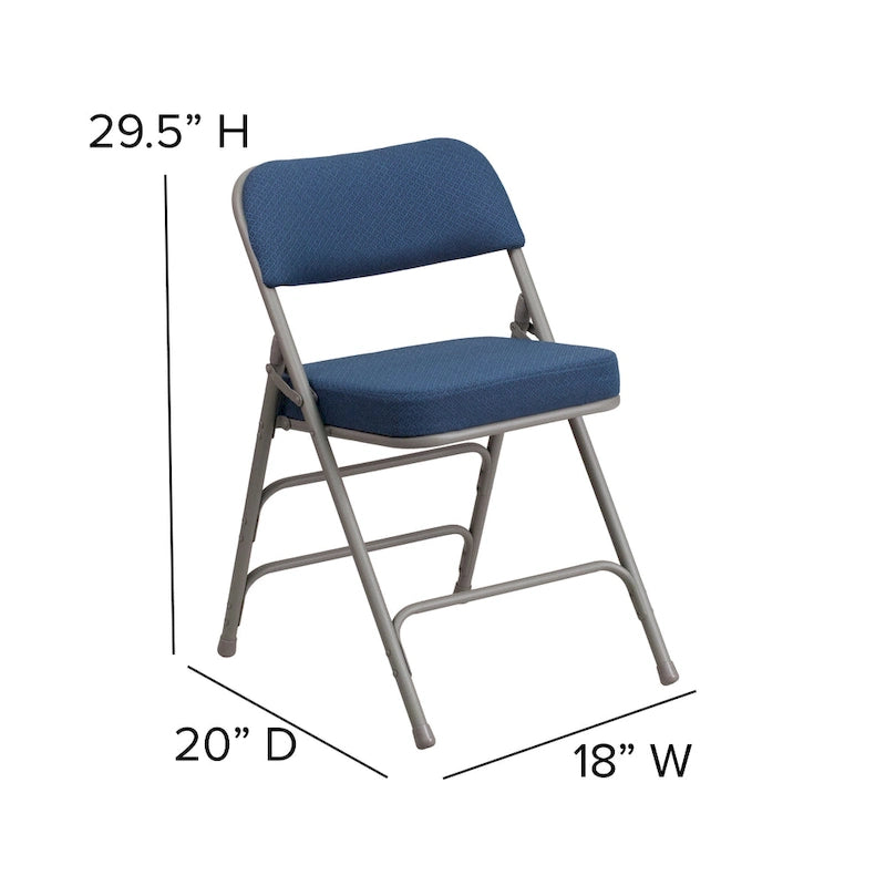Lot de 4 chaises pliantes en métal courbées à triple renfort et charnières, revêtement en tissu