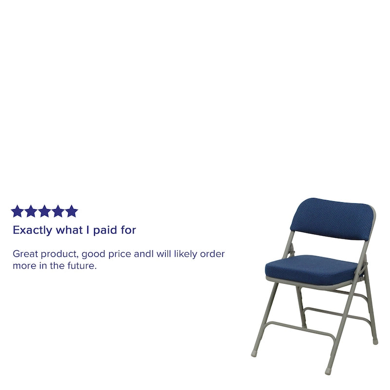 Lot de 4 chaises pliantes en métal courbées à triple renfort et charnières, revêtement en tissu