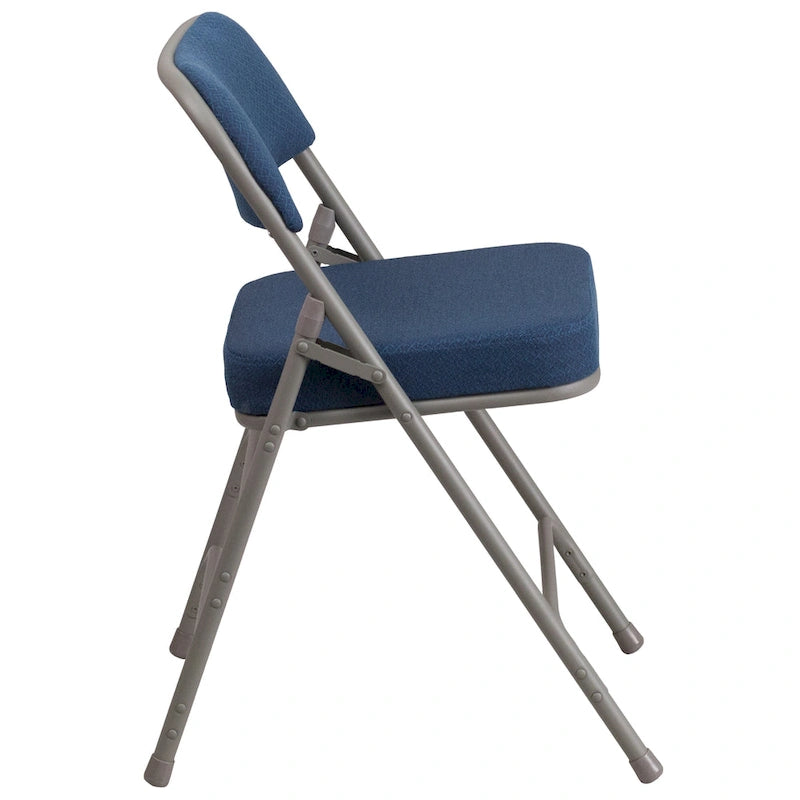 Lot de 4 chaises pliantes en métal courbées à triple renfort et charnières, revêtement en tissu