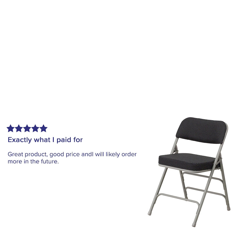 Lot de 4 chaises pliantes en métal courbées à triple renfort et charnières, revêtement en tissu