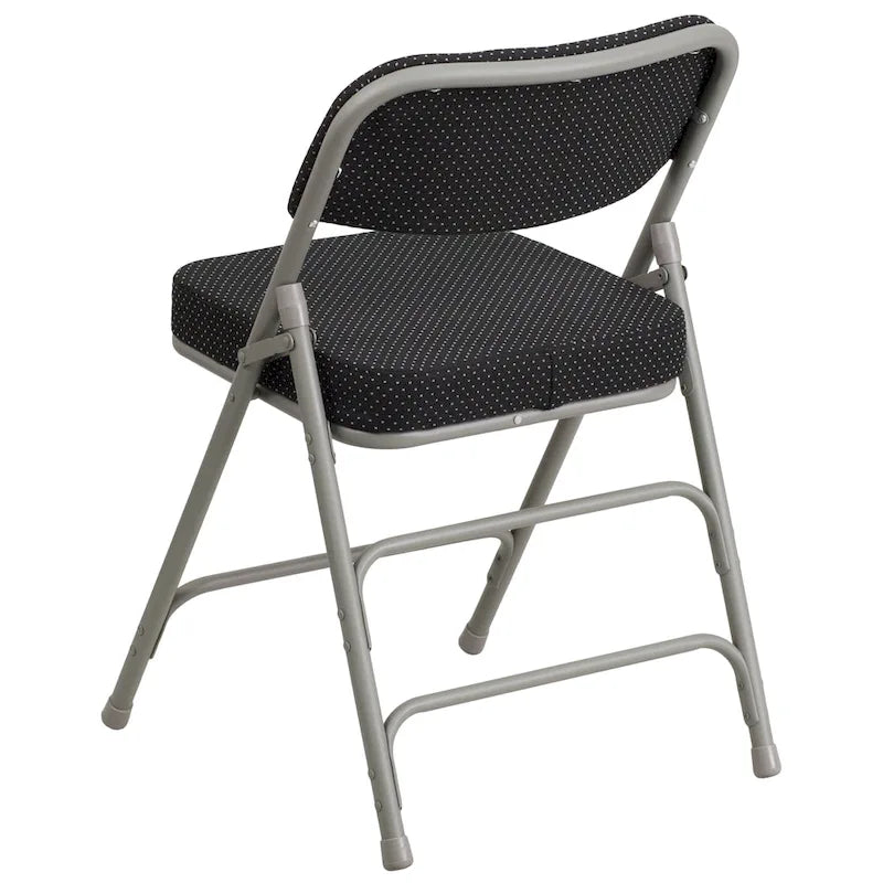 Lot de 4 chaises pliantes en métal courbées à triple renfort et charnières, revêtement en tissu