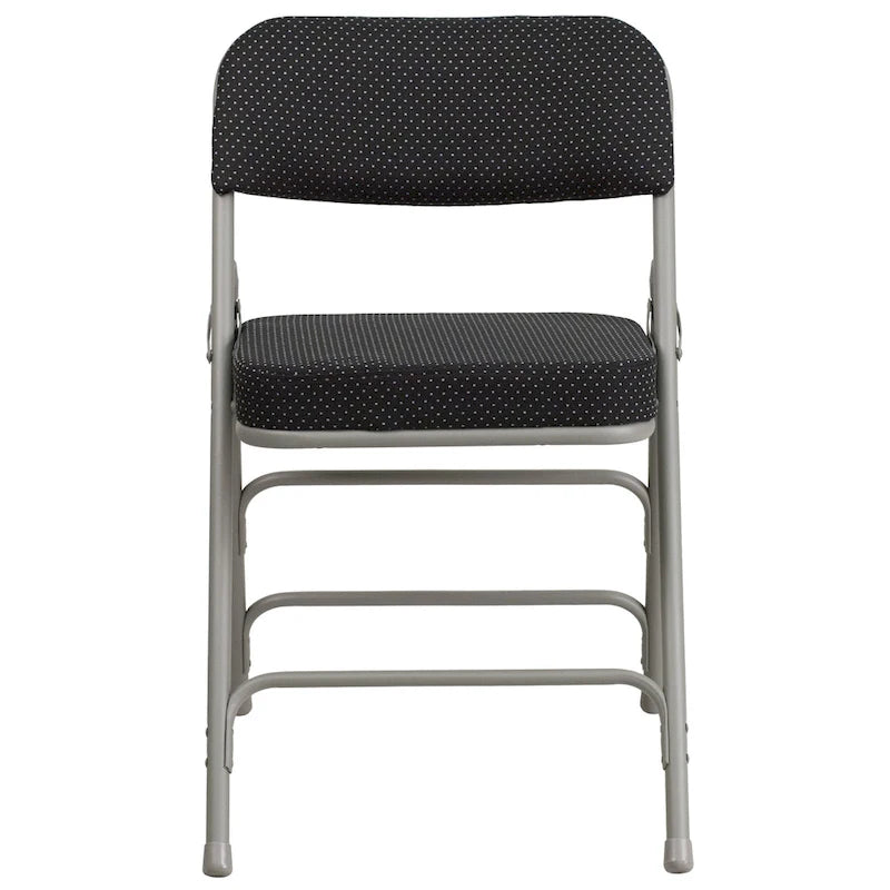 Lot de 4 chaises pliantes en métal courbées à triple renfort et charnières, revêtement en tissu